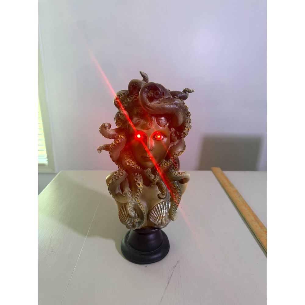 Medusa Bust Statue Gothic Greek  Decor LED Eyes | Halloween Display | 14" - Picture 3 of 8